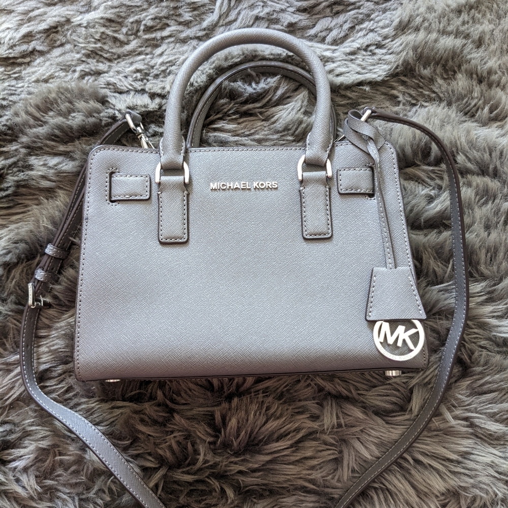 Michael Kors Taupe Saffiano Leather Mini Satchel Crossbody